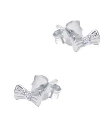 Lovely Bow Shaped CZ Silver Stud Earring STS-6433